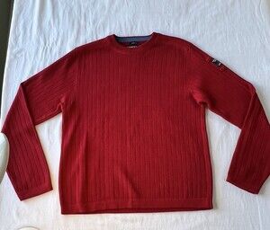 Vintage Abercrombie & Fitch Sweater Mens LG Red Ribbed Knit Muscle Fit Y2K